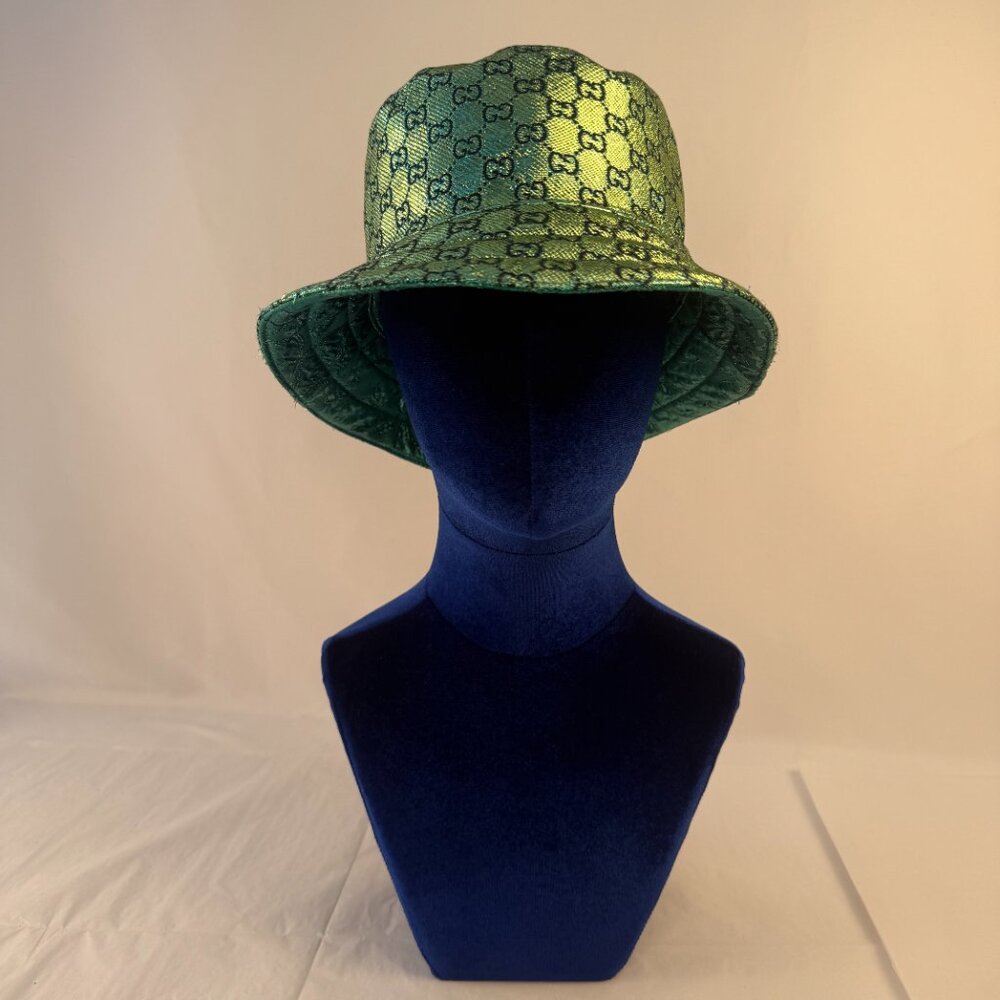 NWT Gucci Womens Metallic GG Bucket Hat Reversible Size large 58sm AUTHENTIC - Picture 2 of 5